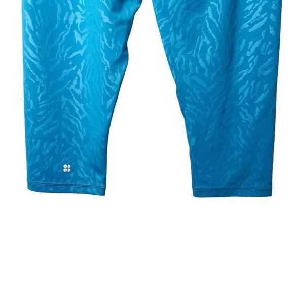 NEW Sweaty Betty Women’s Blue Tiger Print All Day Crop Performance Legging Sz 12 - Picture 9 of 13